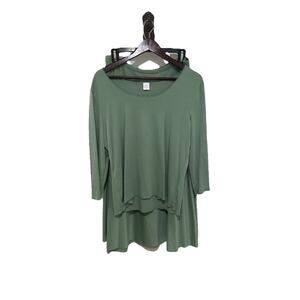 Peruvian Connection 100% Pima Cotton Shirt Skirt Set Women’s Sz Large Sage Green